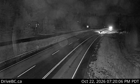 DriveBC camera: Highway 97 north of Williams Lake near the turn off to the Bull Mountain ski area, looking north.