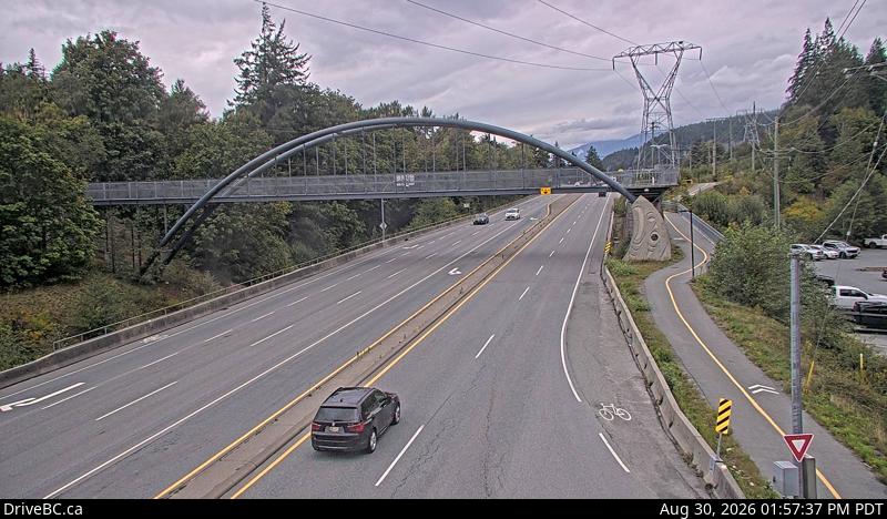 Live DriveBC webcam: Valley Drive (Squamish) — North on Highway 99 (Sea to Sky)