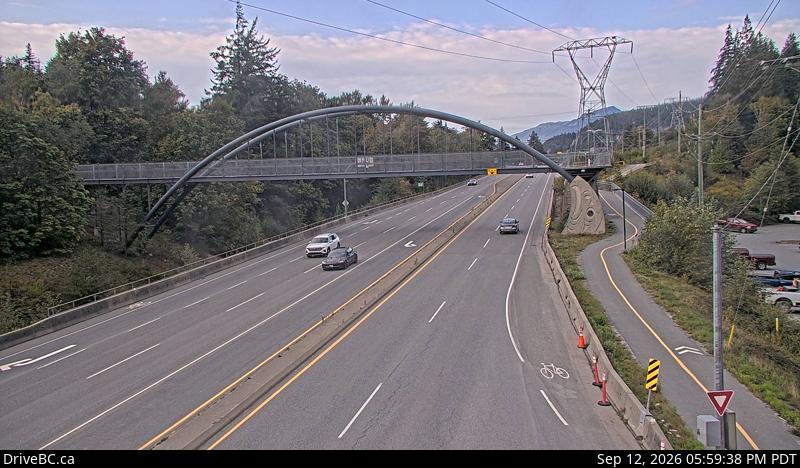 Live DriveBC webcam: Valley Drive (Squamish) — North on Highway 99 (Sea to Sky)