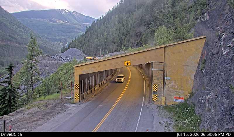 DriveBC webcam: Jack MacDonald Snowshed — West on Highway 1 (Rogers Pass)