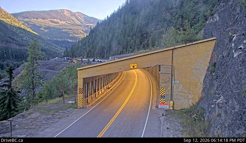 DriveBC webcam: Jack MacDonald Snowshed — West on Highway 1 (Rogers Pass)
