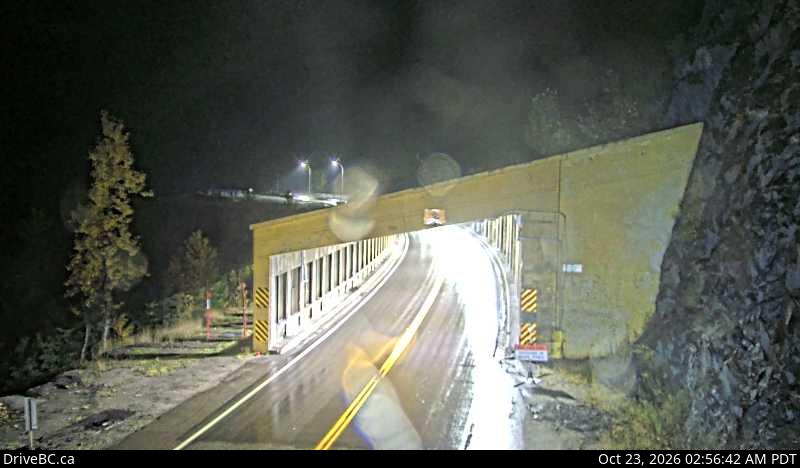 Live DriveBC webcam: Jack MacDonald Snowshed — West on Highway 1 (Rogers Pass)