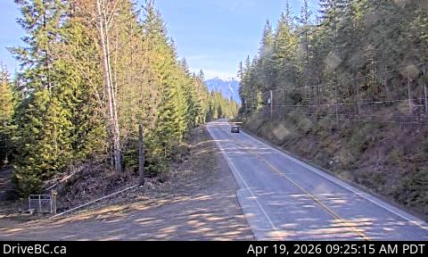 Highway 6, about 4 km south of Slocan Lake View Point, looking north.