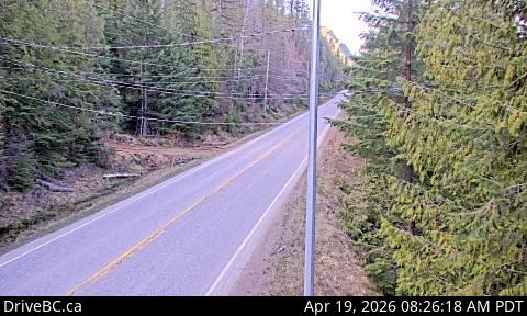 Highway 6, about 4 km south of Slocan Lake View Point, looking south.