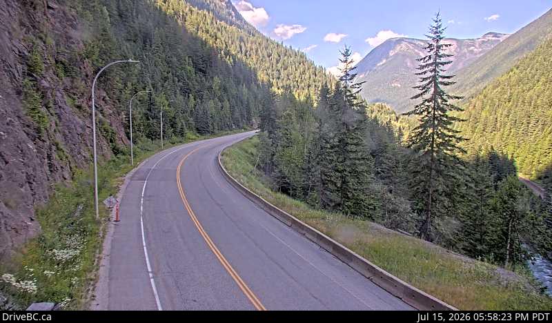 Live DriveBC webcam: Jack MacDonald Snowshed — East on Highway 1 (Rogers Pass)