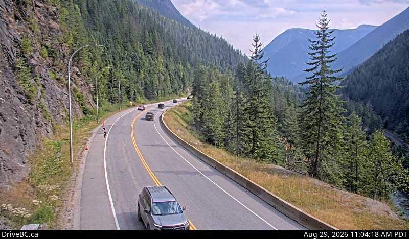 Live DriveBC webcam: Jack MacDonald Snowshed — East on Highway 1 (Rogers Pass)