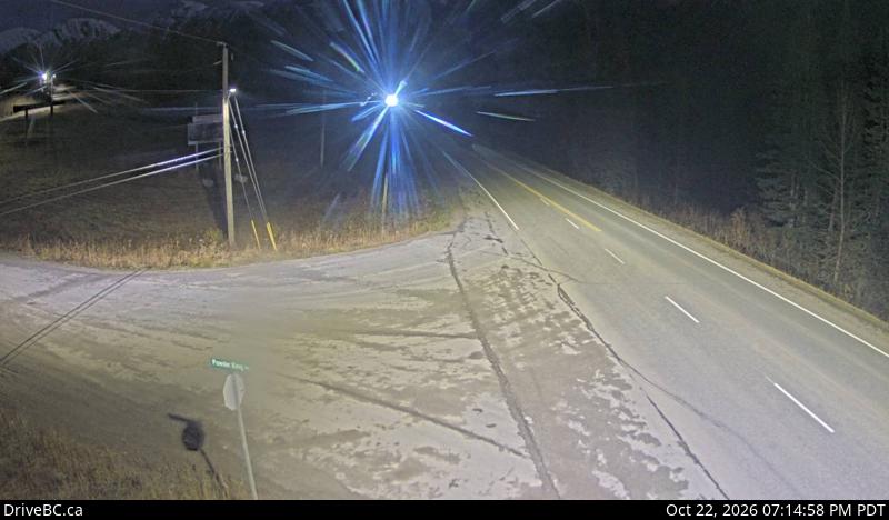 DriveBC camera: Highway 97 north of Mackenzie Junction at Powder King access road, looking north.