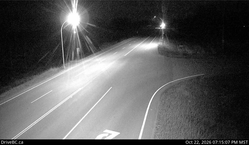 DriveBC camera: Highway 97 about 9 km east of Chetwynd at Wabi Estates Road, looking east.