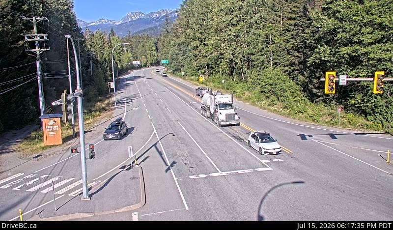 DriveBC webcam: Function Junction (Whistler) — North on Highway 99 (Sea to Sky Highway)