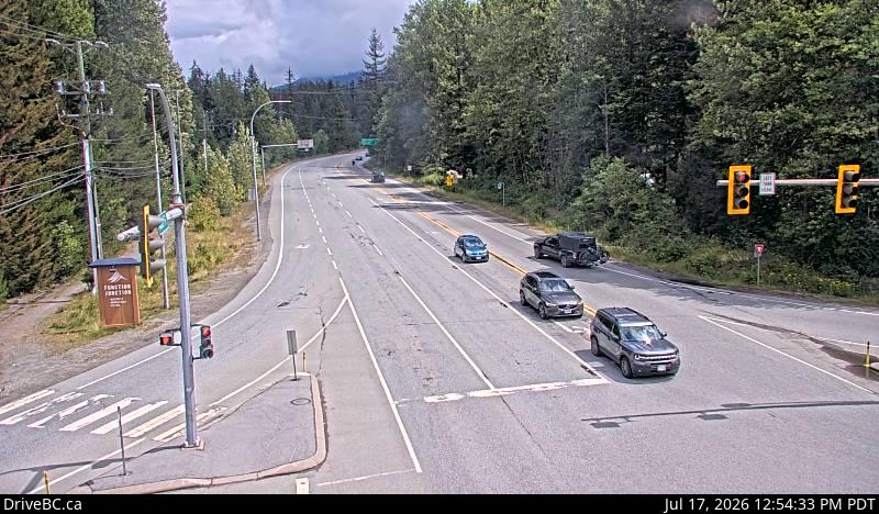 DriveBC webcam: Function Junction (Whistler) — North on Highway 99 (Sea to Sky Highway)