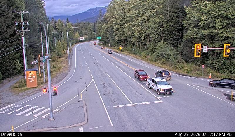 DriveBC webcam: Function Junction (Whistler) — North on Highway 99 (Sea to Sky Highway)