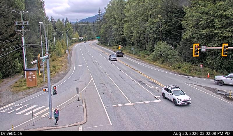 DriveBC webcam: Function Junction (Whistler) — North on Highway 99 (Sea to Sky Highway)