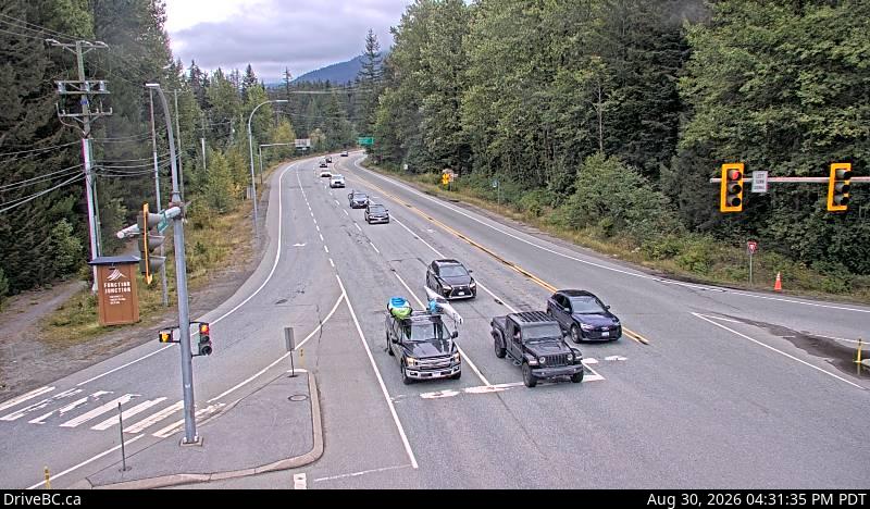 DriveBC webcam: Function Junction (Whistler) — North on Highway 99 (Sea to Sky Highway)