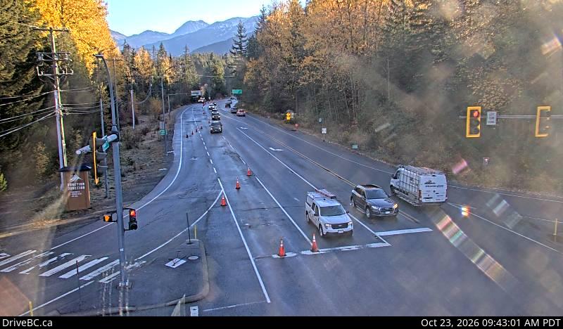 Live DriveBC webcam: Function Junction (Whistler) — North on Highway 99 (Sea to Sky)