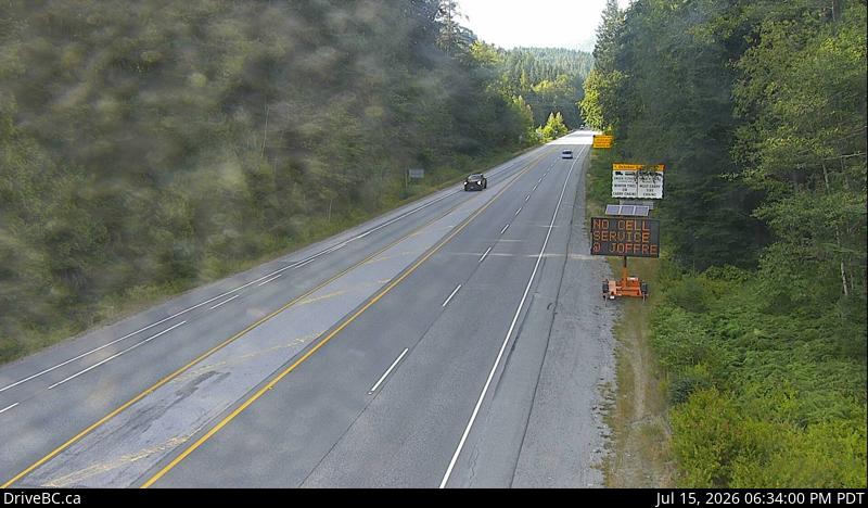 DriveBC webcam: Alice Lake — North on Highway 99 (Sea to Sky Highway)