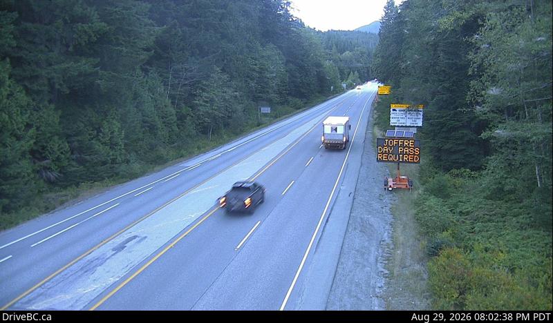 DriveBC webcam: Alice Lake — North on Highway 99 (Sea to Sky Highway)