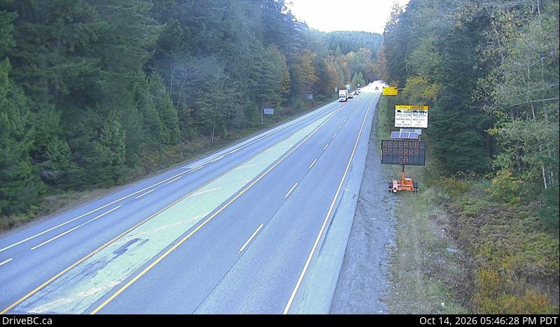 DriveBC webcam: Alice Lake — North on Highway 99 (Sea to Sky Highway)
