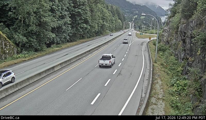 DriveBC webcam: Furry Creek — South on Highway 99 (Sea to Sky Highway)
