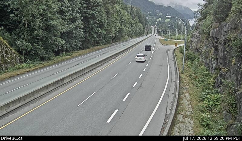 DriveBC webcam: Furry Creek — South on Highway 99 (Sea to Sky Highway)