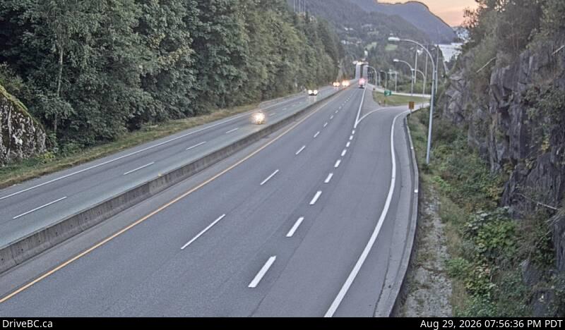 DriveBC webcam: Furry Creek — South on Highway 99 (Sea to Sky Highway)