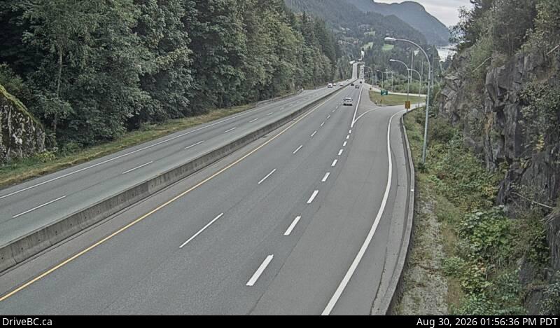 Live DriveBC webcam: Furry Creek — South on Highway 99 (Sea to Sky)