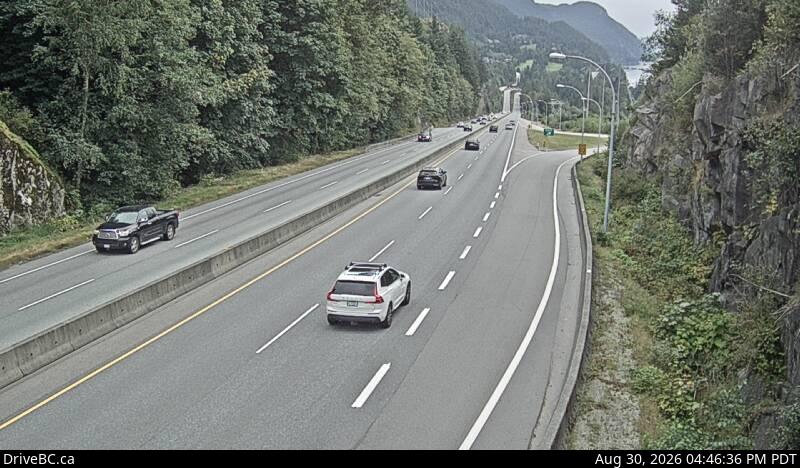 DriveBC webcam: Furry Creek — South on Highway 99 (Sea to Sky Highway)