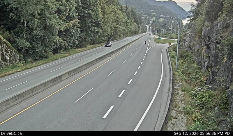 Live DriveBC webcam: Furry Creek — South on Highway 99 (Sea to Sky)