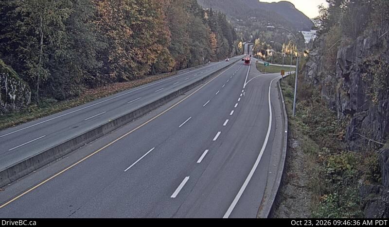 Live DriveBC webcam: Furry Creek — South on Highway 99 (Sea to Sky)