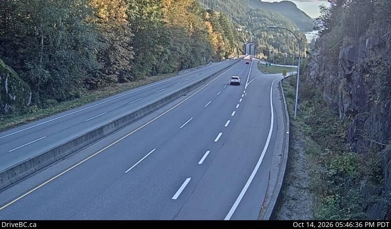 DriveBC webcam: Furry Creek — South on Highway 99 (Sea to Sky Highway)