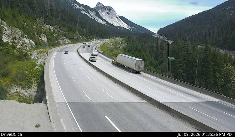 Great Bear Snowshed — North — Hwy 5 at the Great Bear Snowshed, looking north