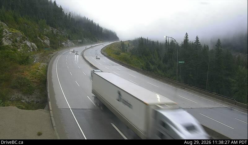 Great Bear Snowshed — North — Hwy 5 at the Great Bear Snowshed, looking north