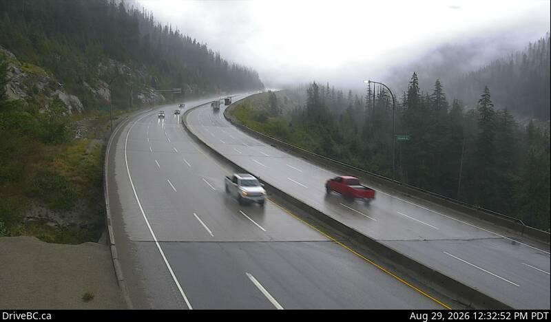 Great Bear Snowshed — North — Hwy 5 at the Great Bear Snowshed, looking north