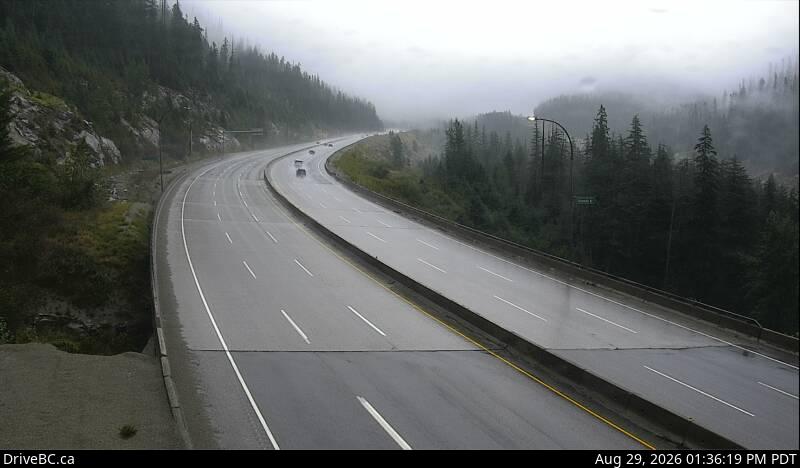 Great Bear Snowshed — North — Hwy 5 at the Great Bear Snowshed, looking north