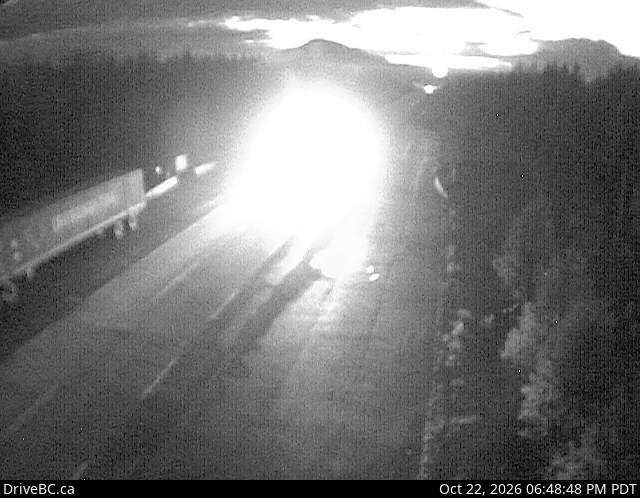 DriveBC camera: Highway 16 about 54 km east of Prince George near Purden Lake, looking west.