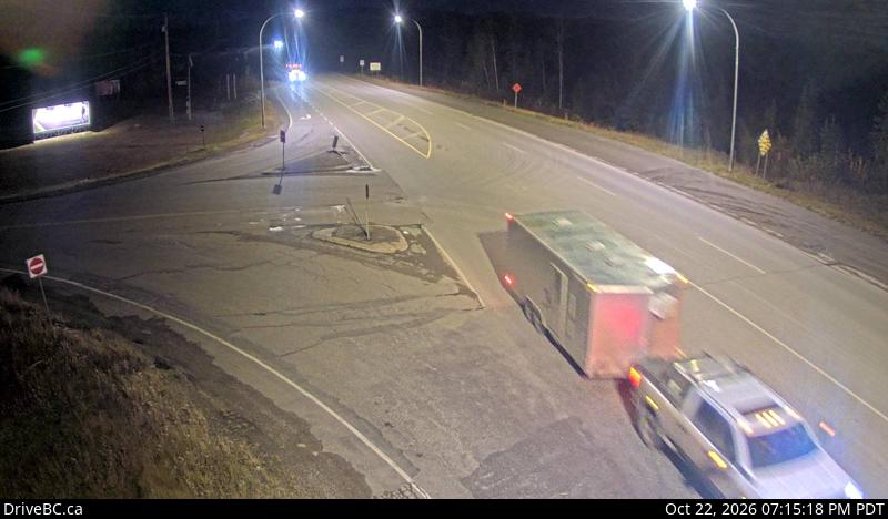 DriveBC camera: Highway 97 at Highway 39 about 29 km south of Mackenzie, looking east.