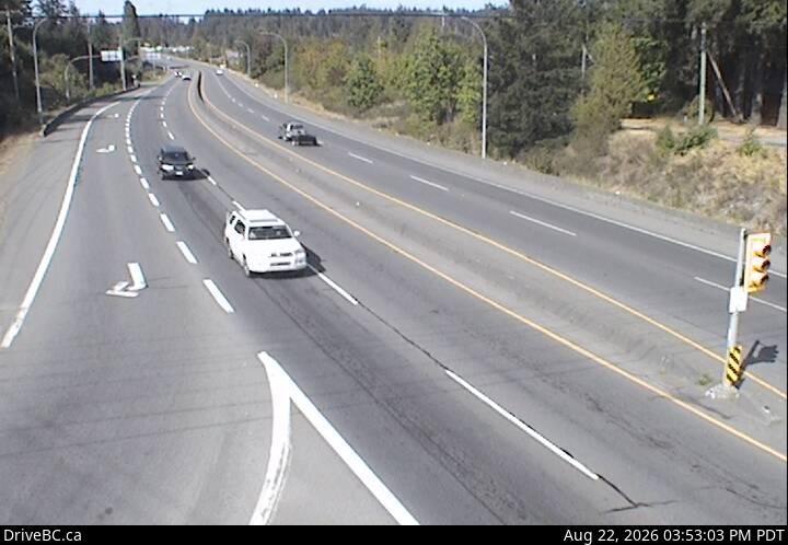 Live DriveBC webcam: Mill Bay — North on Highway 1 (Malahat)