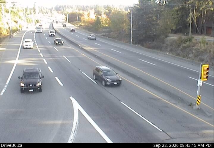 Live DriveBC webcam: Mill Bay — North on Highway 1 (Malahat)