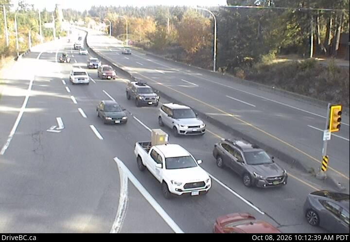 DriveBC webcam: Mill Bay — North on Highway 1 (Malahat)
