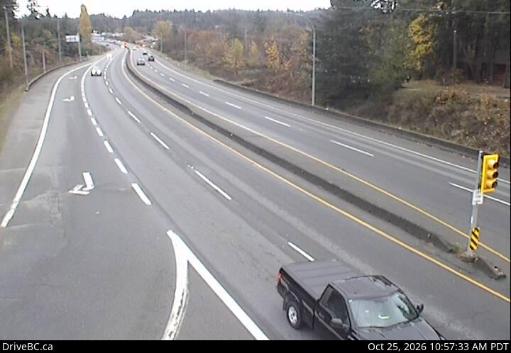 DriveBC webcam: Mill Bay — North on Highway 1 (Malahat)