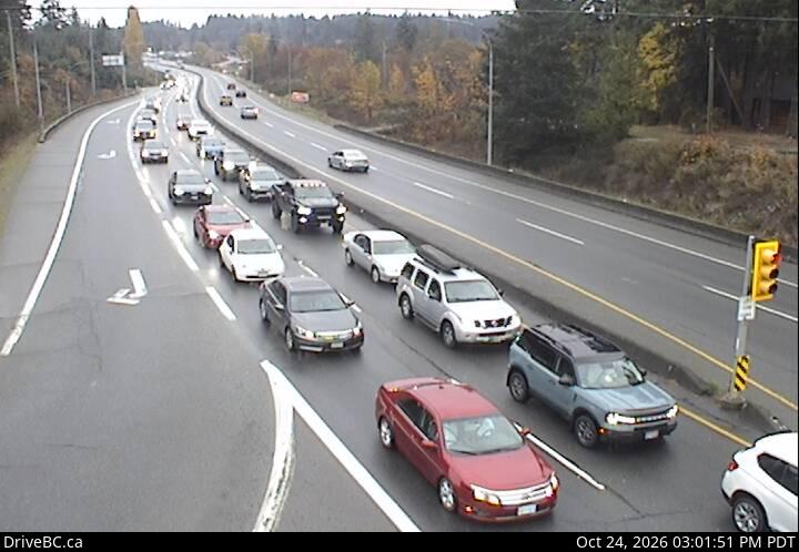 DriveBC webcam: Mill Bay — North on Highway 1 (Malahat)