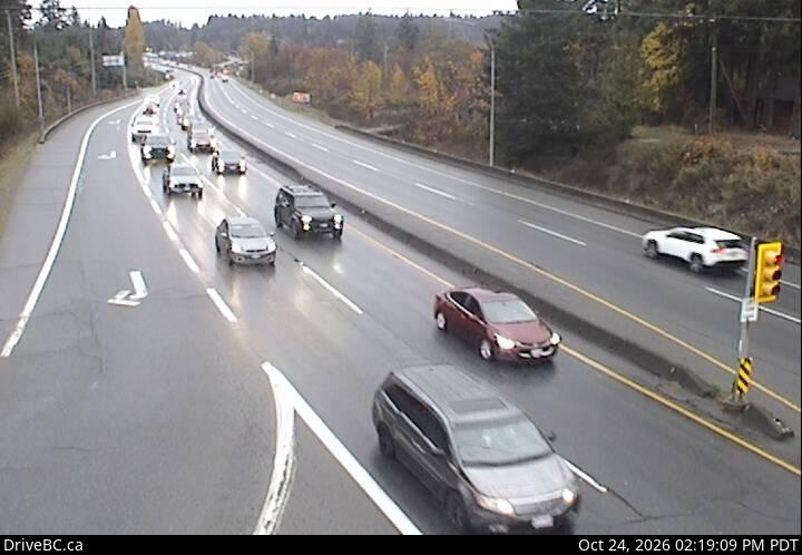 DriveBC webcam: Mill Bay — North on Highway 1 (Malahat)