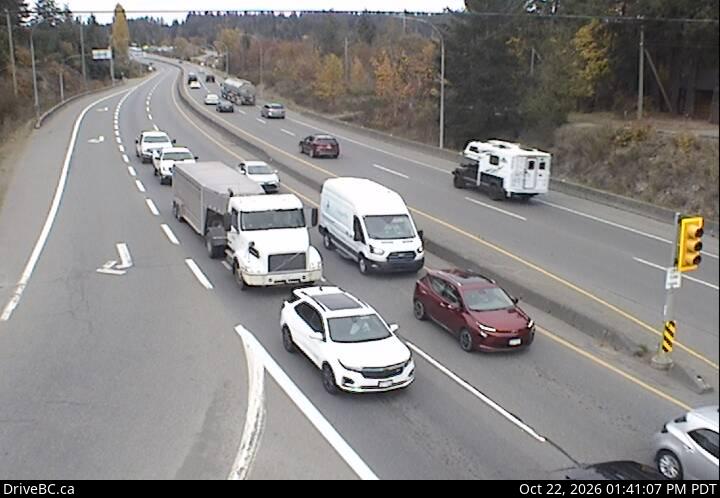 DriveBC webcam: Mill Bay — North on Highway 1 (Malahat)