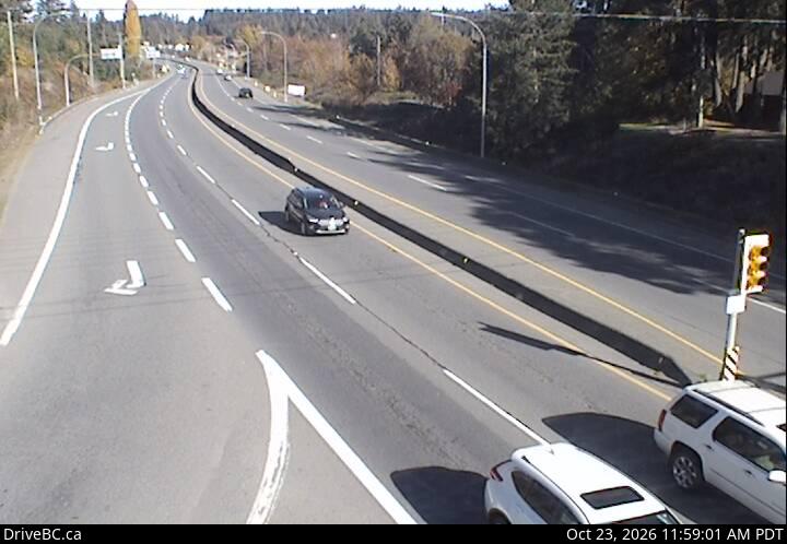DriveBC webcam: Mill Bay — North on Highway 1 (Malahat)