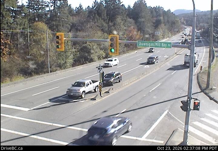 DriveBC webcam: Mill Bay — South on Highway 1 (Malahat)