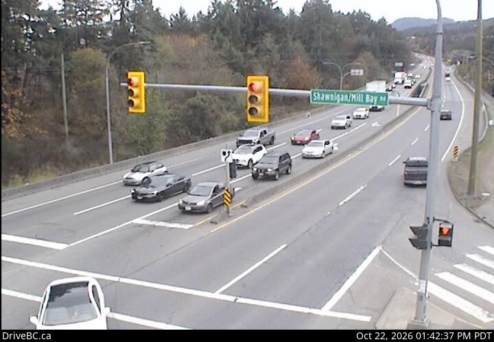 DriveBC webcam: Mill Bay — South on Highway 1 (Malahat)