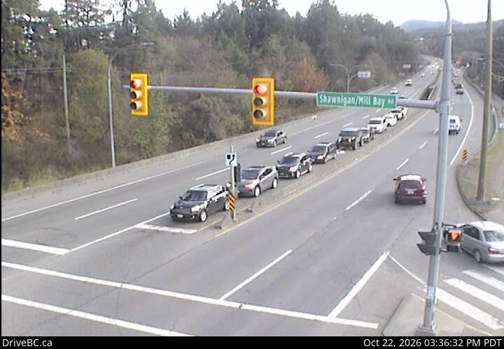 DriveBC webcam: Mill Bay — South on Highway 1 (Malahat)