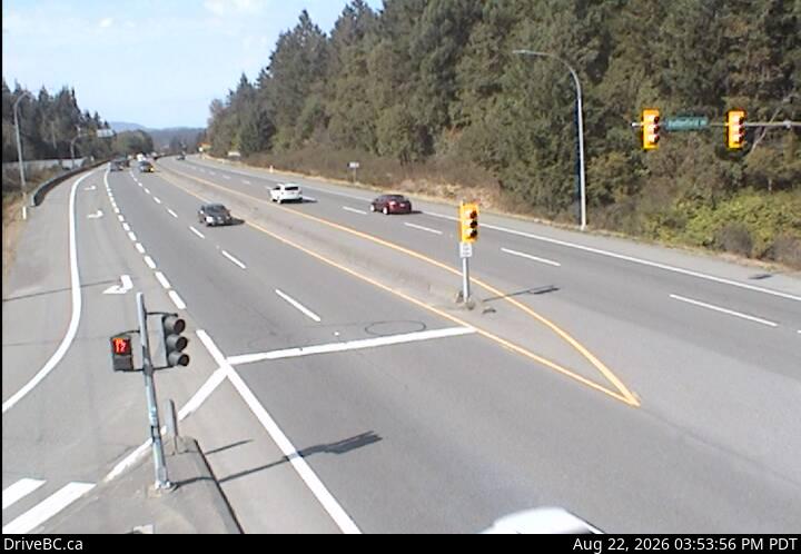 Live DriveBC webcam: Butterfield Road — North on Highway 1 (Malahat)