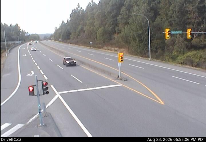 DriveBC webcam: Butterfield Road — North on Highway 1 (Malahat)
