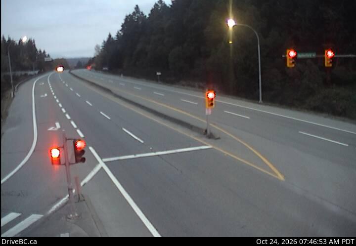 DriveBC webcam: Butterfield Road — North on Highway 1 (Malahat)