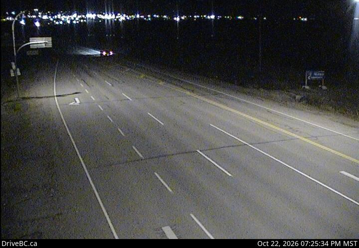 DriveBC camera: Highway 97 at Dangerous Goods Route, west of Dawson Creek, looking east.